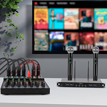 6-Channel Stereo Audio Mixer with Stepped Knobs, Mini Sound Board with 2 True Stereo Inputs, Mono/Stereo Switch, Precise Detented Pots, 16 DSP Effects, 48V Phantom for Keyboards, Studio