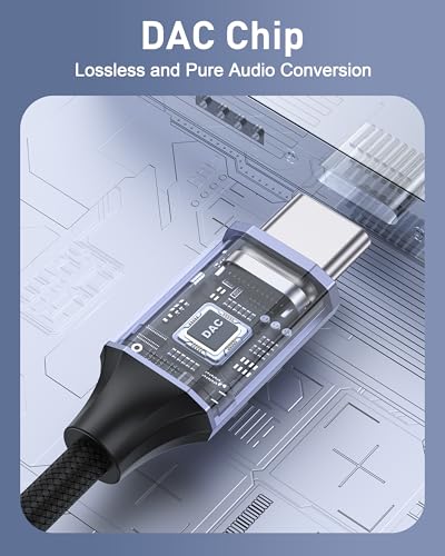 BENFEI USB C to Audio Jack Adapter with DAC chipset, USB-C to 3.5mm Female Headphone Compatible with iPhone 15 Pro Max/15 Pro/15, Samsung Galaxy S24/S23/S22/S21 Ultra, iPad Pro, Pixel 8 Grey - color: Grey