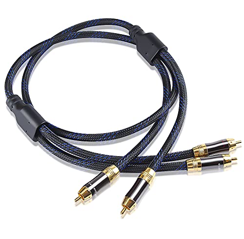 Dual 2RCA Male to 2RCA Male Stereo Audio Cable, Double-Shielded (OD 8.0mm), for Amplifiers, AV Receivers, Hi-Fi System (15 Feet) - size: 15 Feet
