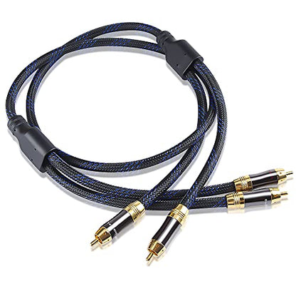 Dual 2RCA Male to 2RCA Male Stereo Audio Cable, Double-Shielded (OD 8.0mm), for Amplifiers, AV Receivers, Hi-Fi System (15 Feet) - size: 15 Feet
