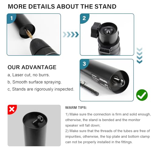 Vondynote Set of 2 Desktop Clamp Speaker Stands Short Studio Monitor Stands Height Adjustable | Height Adjustable 9"-14", Desk Mount, for Monitor Speakers Laptop Projector CD Player