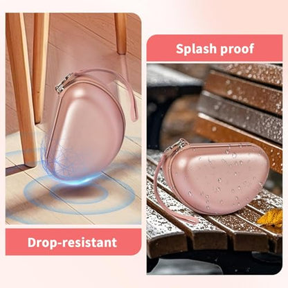 Comecase Hard Travel Headphone Case for Beats Solo 4, Solo 3, Studio Pro | Mesh Pocket, Detachable Wrist Strap, Fits Folded Headphones up to 6.8 x 4.3 x 2.75 In, Rose Gold, Bag Only - color: Rose Gold