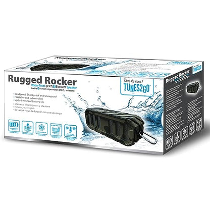 TUNES2GO Rugged Rocker Waterproof Bluetooth Speaker - Portable Speaker - Outdoor Bluetooth Speakers