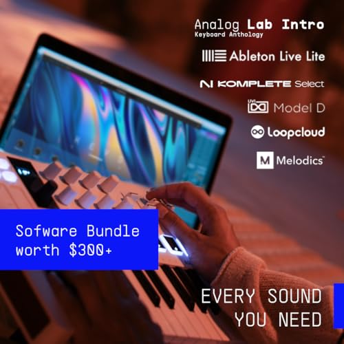 Arturia MiniLab 3-25 Key USB MIDI Keyboard Controller With 8 Multi-Color Drum Pads, 8 Knobs and Music Production Software Included, Rose Quartz | 8 Multi-Color Drum Pads, 8 Knobs and Music Production Software Included, Rose Quartz - color: Rose Quartz, si