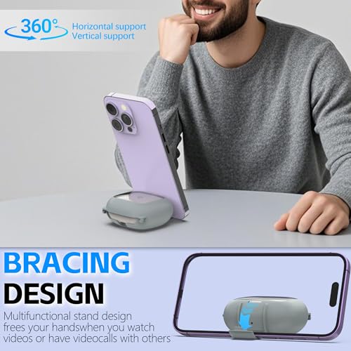 Protective Cover for Beats Powerbeats Pro 2 Case with Secure Lock & Phone Stand, Shockpoof Protection Clear Case Compatible with Beats Powerbeats Pro2 Earbuds with Cleaner Kit & Keychain (Grey) - color: Grey