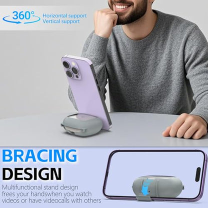 Protective Cover for Beats Powerbeats Pro 2 Case with Secure Lock & Phone Stand, Shockpoof Protection Clear Case Compatible with Beats Powerbeats Pro2 Earbuds with Cleaner Kit & Keychain (Grey) - color: Grey
