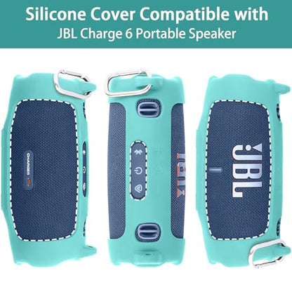 khanka Silicone Case for JBL Charge 6 Waterproof Speaker,Mint Green | EVA Hard Shell, Carabiner Clip Attachment, Impact Resistant Protection, Soft Interior Lining, Impact Protect for JBL Charge 6 - color: Mint Green
