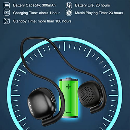 CHUYI Wireless Earphone Over Ear Wireless Bluetooth Headphones Behind The Head, Foldable Wireless Stereo Wrap Around Head Headset On-Ear Earphones for Workout Office Walking, 23Hrs Music Time (Black)