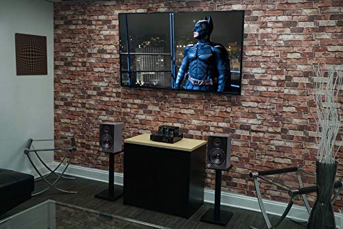 Rockville RS21B V2 Pair 21" Steel Bookshelf Speaker/Monitor Stands, Black | 60 Lb Capacity, Cable Management, EVA Pads, Brass Spikes, Rubber Feet, 9x9 Top Plate, Brass Spikes, Powder Coated - color: Black