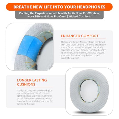 WC Mod Kit V2 Nova Pro Wireless, Pro Omni & Elite - Gel Earpads & Headband | Made by Wicked Cushions | Side Plates also included. Fits Arctis Nova Pro Wireless, Elite & Pro Omni | Sage Gold Marble - color: Sage Gold Marble