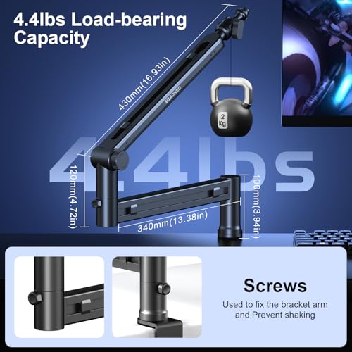 Microphone Arm,Aokeo AK-58 Desk Low Profile Adjustable Mic Boom Arm Stand,Suitable For Blue Yeti,Snowball iCE, HyperX QuadCast,SoloCast,Elgato Wave,Etc - color: AK-58