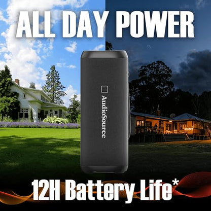Audiosource Portable Bluetooth Speaker, 30W Loud Sound, Dual Passive Radiators for Deep Bass, Bluetooth 5.4, Auracast Multi-Speaker Pairing, IP67 Waterproof, 200ft Range, 12H Battery (Black) - color: Black