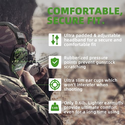 PROHEAR Electronic Ear Protection for Shooting with 4X Sound Amplification, Gun Range Hearing Protection Muffs, NRR 23dB Noise Reduction Headphones for Hunting, Camo - style: Electronic-camo