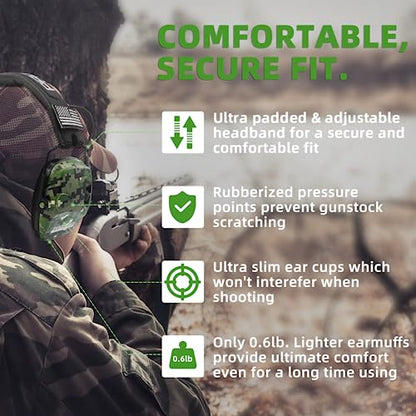 PROHEAR Electronic Ear Protection for Shooting with 4X Sound Amplification, Gun Range Hearing Protection Muffs, NRR 23dB Noise Reduction Headphones for Hunting, Camo - style: Electronic-camo