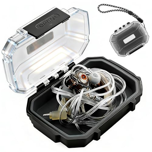 Premium IEM Earphone Carrying Case – Shockproof, Portable Storage Box for in-Ear Monitors & Accessories, Wired Earbud Case with Safety Rope
