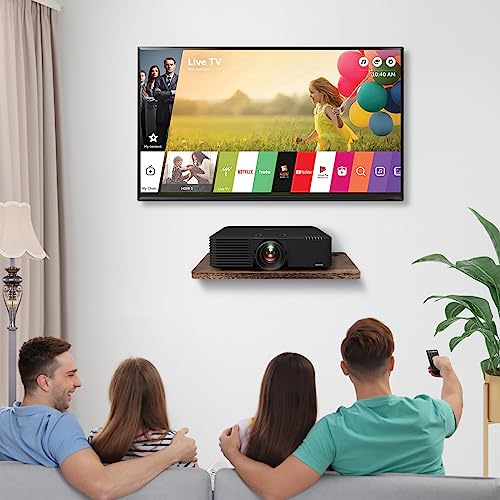 Projector Shelf Wall Mount Floating Projector Rack Holder,Projector Mount,Router Modem Cable Box Shelf for Xbox Series PS5 PS4 Wood