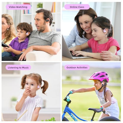 Kids Headphones, LK15 Open Ear Bluetooth Headphones with Air Conduction | Ultra-Light, 85dB Volume Limiting Wireless Headphone for Children Teens Boys Girls (Purple) - color: Purple