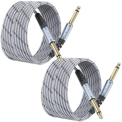JOLGOO 1/4 Inch Guitar Instrument Cable 20 FT 2-Pack, 1/4 inch TS Guitar Cable, Quarter inch Cable, for Electric Guitar, Bass, Keyboard, Mixer, Amplifier, Speaker, Electric Mandolin - color: Grey, size: 20 Feet, style: TS Mono Cable 2-Pack