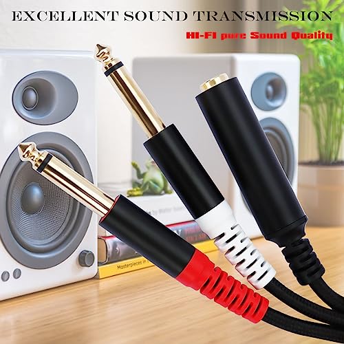 1/4 Splitter Cable, 1/4 Inch TRS Female to Dual 1/4 Inch TS Male Audio Splitter Adapter, 6.35mm TRS 1 Female to 2 Male TS Stereo Breakout Cable - 1 FT - style: 6.35mm TRS Female to Dual 6.35mm TS