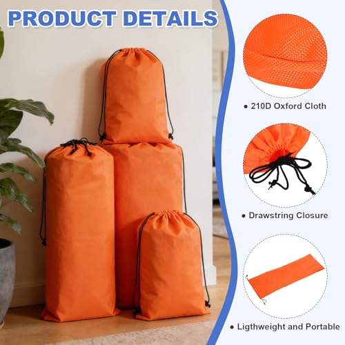 2 Pcs 40 x 10 Inch Tripod Monopod Case Bag, Oxford Cloth Foldable Tripod Carrying Case Bag with Drawstring, Fits Speaker/Light Stand/Studio/Outdoor/Travel/Camping, Orange - size: 40x10 Inch