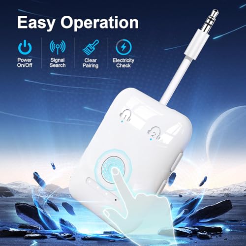 Premium Bluetooth 5.4 Airplane Audio Adapter, 30Hrs Playtime, aptX Adaptive & HD Audio Transmitter for AirPods/Bose, Supports 2 Headphones for Travel Flight & TV - color: White