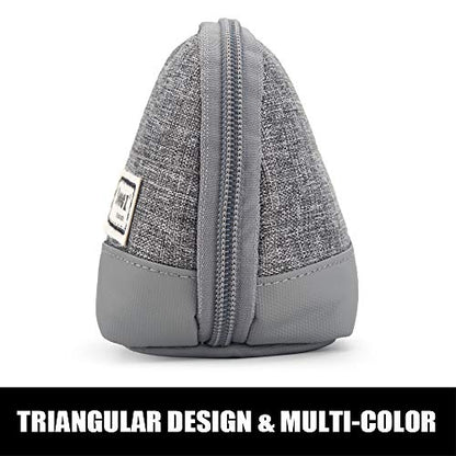 Sooez Wide-Opening Pencil Pen Case, Lightweight & Spacious Pencil Bag Pouch Box Organizer, Aesthetic Supply with Triangular Design for Adults, Grey - color: Grey