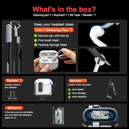 for AirPods 4 Case with Lock Magnetic Lid MagSafe, White | Compatible with Apple AirPods 4th Generation Protective Case with Cleaner Kit & Carabiner, Powerful Drop Protection - color: DHF-White, size: Airpods 4th Generation