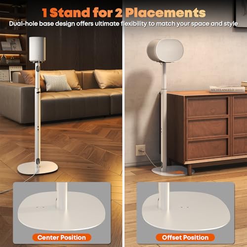 Speaker Stands for Sonos Era 100, 100 SL & Era 300 - Hidden Cable, Set of 2 | Easy to Assemble, Sturdiness, 29.1–39'' Height Adjustable, Two Base Mounting Design, Max holds 11lbs(per one), White - color: White, size: 2 Pack