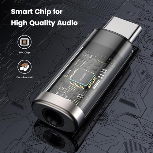 MOSWAG USB C to 3.5mm Audio Headphone Adapter, Typc C to 3.5mm Aux Adapter Zinc Alloy Adapter Compatible with iPhone 15 Plus/15 Pro Max Samsung GalaxyS23 S22 Plus, Ultra S21+, Pixel 7/6, Pad Pro 6 | High Resolution Zinc Alloy Hi-Fi Audio and Mic Converter