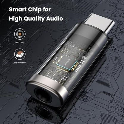 MOSWAG USB C to 3.5mm Audio Headphone Adapter, Typc C to 3.5mm Aux Adapter Zinc Alloy Adapter Compatible with iPhone 15 Plus/15 Pro Max Samsung GalaxyS23 S22 Plus, Ultra S21+, Pixel 7/6, Pad Pro 6 | High Resolution Zinc Alloy Hi-Fi Audio and Mic Converter