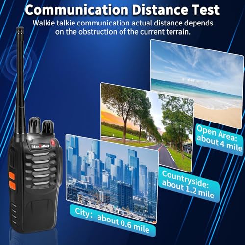 Walkie Talkies 6 Pack with Charging Base, 16 Channel Two Way Radio | Auto Squelch & VOX Hands-Free Walkie Talkies with 6-Way Charger, Rechargeable 1500mAh Li-ion Battery & Earpiece Sets