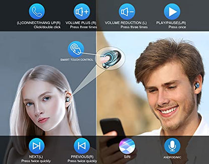 Wireless V5.3 Bluetooth Earbuds Compatible with Samsung Galaxy A53 5G and 2,000Mah PowerBank LED Display, Mic 8D Bass IPX7 Waterproof/Sweatproof - color: BLACK + POWERBANK