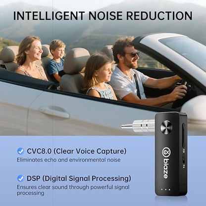 Bluetooth 5.3 Transmitter and Receiver, Plug and Play 3.5mm Audio Adapter, Wireless Car Aux & Headphone Adapter for Phone, Switch, TV, PC