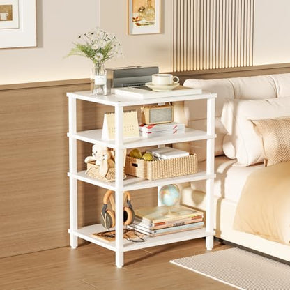4-Tier AV Media Player Stand, Stereo Stand, Modern Audio Shelf,Wooden TV Stand,Multifunctional Media Console Shelf, Suitable for Home, Conference Room, White - color: White, size: 4 Tier