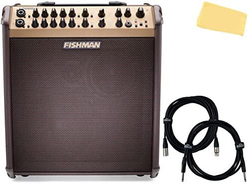 Fishman Loudbox Performer 180-Watt Acoustic Guitar Combo Amplifier Bundle with Gearlux XLR Cable, Instrument Cable, and Austin Bazaar Polishing Cloth - size: Performer 180W
