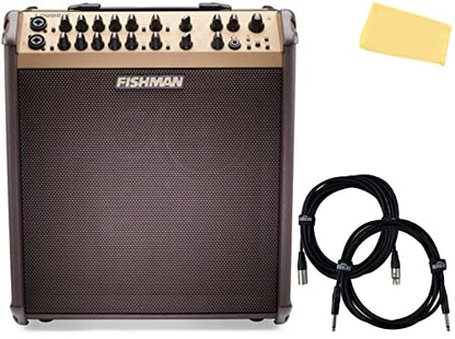 Fishman Loudbox Performer 180-Watt Acoustic Guitar Combo Amplifier Bundle with Gearlux XLR Cable, Instrument Cable, and Austin Bazaar Polishing Cloth - size: Performer 180W