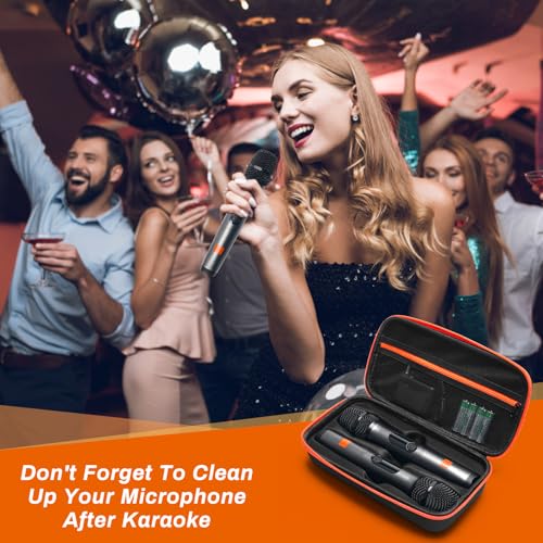 Wireless Microphone Case Compatible with JBL Wireless 2 Microphone, Wireless Mic Case with 2 Zippers Handheld Dual Mic Travel Bag Made of EVA Black Portable Mic Storage Bag for Singing