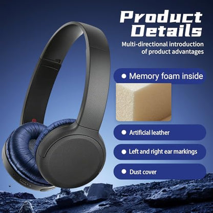 1 Pair Ear Pads and 1 Headband, Earpads Replacement Cushions for JBL Tune600 T500BT T450 T450BT JR300BT JR310BT Headphones (Not Suitable for Tune 600btnc) with Memory Foam, Soft Protein Leather - color: pads and headband - blue