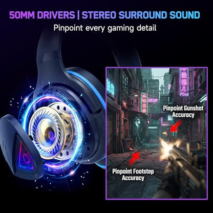 Mormoque H20 Stereo Gaming Headset with Adapter Kit-Includes 3.5mm,USB-C,USB-A,PC Splitter,for PC, PS5, PS4,Xbox, Switch,X|S,Over-Ear Noise Cancelling Wired Headphones with Microphone for phone,Laptop