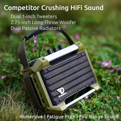 Dreamwave Rockstar Mini Outdoor Bluetooth Speaker, Compact 40W RMS Portable Speaker with Clear Vocals, Deep Bass, 29H Playtime, IP66 Waterproof, Karaoke Mic Input, Bass & Treble EQ, TWS Stereo - color: Iron Grey