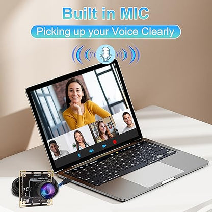 ELP H.264 1080P USB Camera Module with Microphone Wide Angle Fisheye Webcam | 170degree FHD PC Camera for Computer, UVC USB2.0 Lightburn Camera for Laser, Home Security, Embedded Machine Vision, Robotics - size: 170degree lens