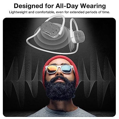 Purity Air Open Ear Headphones - True Air Conduction Wireless Bluetooth Open Ear Earbuds with Dual Mic for iPhone/Android - Secured Long Wearing Comfort, Sports Sweat Resistant (BWS144) - color: Black and White Stripes