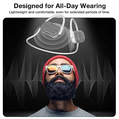 Purity Air Open Ear Headphones - True Air Conduction Wireless Bluetooth Open Ear Earbuds with Dual Mic for iPhone/Android - Secured Long Wearing Comfort, Sports Sweat Resistant (BWS144) - color: Black and White Stripes