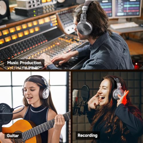 OneOdio Pro-30 Over Ear Headphone, Wired Premium Stereo Sound Headsets with 50mm Driver, Foldable Comfortable Headphones with Protein Earmuffs and Shareport for Recording Monitoring Podcast PC