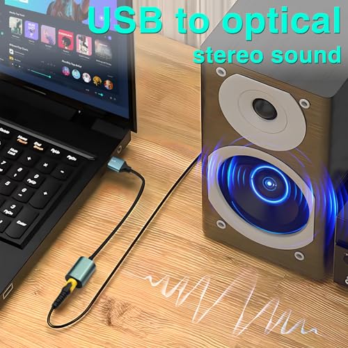 Duttek USB to Optical Audio Adapter, Unidirectional USB A to SPDIF TOSLINK Digital Audio Converter, USB Sound Card for PS4/PS5/PC/Laptop/TV, Compatible with Windows/Mac, No Driver Required, 7.87inch - style: usb to optical audio adapter