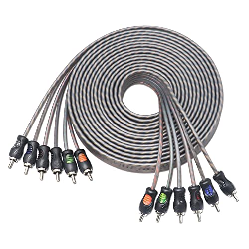 RECOIL RCI620 20ft 6-Channel RCA Audio Cable Twisted Pair Noise Reduction | 100% Oxygen Free Copper - style: 20ft 6-Channel RCA