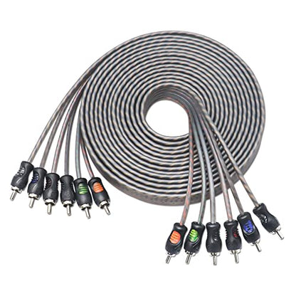 RECOIL RCI620 20ft 6-Channel RCA Audio Cable Twisted Pair Noise Reduction | 100% Oxygen Free Copper - style: 20ft 6-Channel RCA