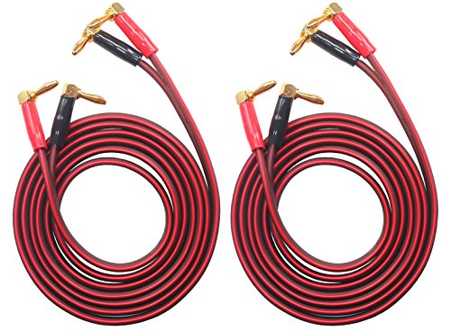 BTK-4 HiFi OFC Speaker Wire, Right Angle Banana Plug to Right Angle Banana Plug (2M(6.5ft)) - size: 2M(6.5ft)
