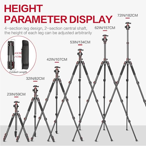 FreeSea MT-339 72" Camera Tripod with Detachable Monopod | 360° Ball Head & Quick Release Plate, Aluminum Alloy, 15KG Load Capacity, for DSLR & Video Camera, with Storage Bag