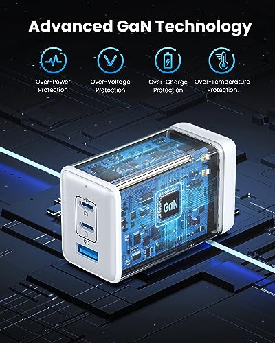 150W USB C Charger Block,GaN III Compact Foldable Wall Charger 3 Port Fast Charging Station,PD QC PPS Portable USB C Hub 100W Laptop Adapter for MacBook Pro/Air,iPad,iPhone 16/Pro,Galaxy S24,Dell etc - color: White